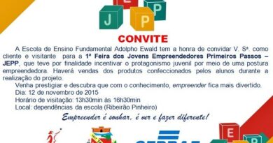 No próximo dia 11 de novembro, quarta-feira, a Prefeitura de Municipal de Taió, por meio da Secretaria de Municipal de Educação, em Parceria com o SEBRAE, promove a Primeira Feira do Empreendedor no município.