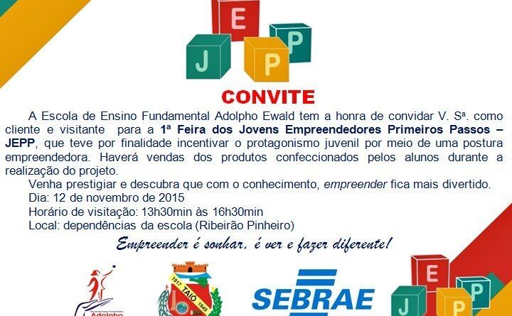 No próximo dia 11 de novembro, quarta-feira, a Prefeitura de Municipal de Taió, por meio da Secretaria de Municipal de Educação, em Parceria com o SEBRAE, promove a Primeira Feira do Empreendedor no município.